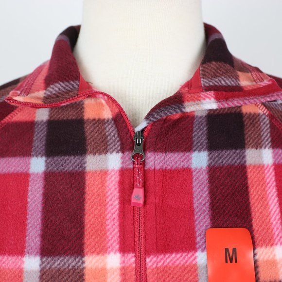 NWT Eddie Bauer Womens Medium Plaid Fleece 1/4 Zip Pullover - Picture 3 of 5